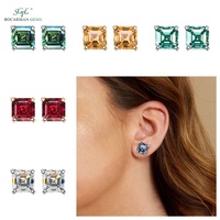 Asscher Cut GRA Moissanite Jewelry S925 Silver 4Prong Stud Boucles d'oreilles Classic Gift for Women in Gold/Silver in Stock