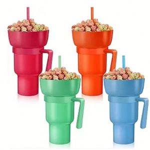Vaso de Viaje 2 en 1 para Estadio, Taza Portátil Antiderrames para Snacks con Pajita - Product Image 1