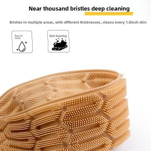 Toalla de silicona de doble cara para frotar, cinturón de ducha extendido para hombres y mujeres, doble propósito, eliminación de piel muerta y barro, forma alargada - Product Image 4