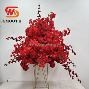 SMOOTH Good Quality Beautiful Wedding <b>Red</b> Rose Flower Balls Silk Cherry Blossoming Artificial Flower <b>Runner</b> - Product Image 5