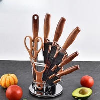 Ensemble de couteaux de cuisine d'usine, lames en acier inoxydable antiadhésives, 9 pièces, ambidextres, durables, multifonctions, en acrylique