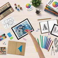 Tablette de dessin portable A4 avec éclairage LED, alimentée par batterie, luminosité réglable, pour bureau