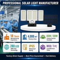 Lampe solaire à détecteur de mouvement 280 LED résistante aux intempéries, design rotatif à 3 têtes, éclairage large portée, lumière de sécurité pour terrasse