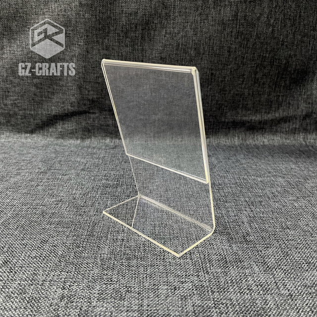 Clear Acrylic Paper Sign Holder Slanted Back Vertical Acrylic Stands for Display A6 Size Menu Card