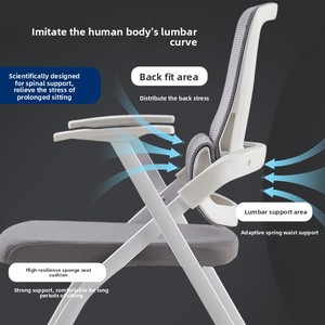 Chaise de formation, de conférence, de salle de classe, pliable pour étudiant, chaise de <span class=keywords><strong>bureau</strong></span> avec support lombaire, en maille blanche, moderne - Product Image 1