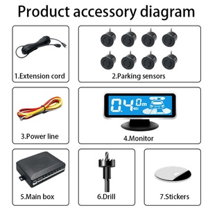 Kit de capteurs de stationnement pour voiture, système avant et arrière avec 8 capteurs, système de surveillance à 360 degrés, capteurs d'assistance au stationnement universels - Product Image 6