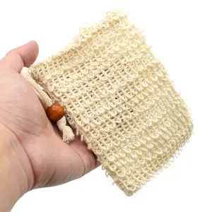 100% Natural Biodegradable Soap Bag Sisal Mesh Soap Bags For Bathroom