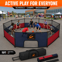 Terrain de jeu de Gaga Ball octogonal portable de 15 pieds, pliable, pour l'intérieur et l'extérieur, avec structure légère et mince en poteaux