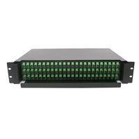 Chariot de distribution de fibres optiques ODF 48 ports, 19 pouces 2U, type tiroir, en acier laminé à froid noir mat, avec plateau de gestion des câbles