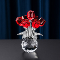 Rose en cristal - Cadeau pour la Saint-Valentin - Article décoratif pour le salon - Pièce d'exposition artistique - Fabricant pour la vente en gros