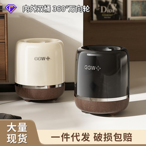 ถังขยะทรงกระบอกสีครีมมีล้อสำหรับใช้ในบ้าน - Product Image 5