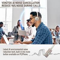 Casques sans fil Bluetooth 5.3 en gros avec microphone, double écouteur et base de charge pour centre d'appels et bureau