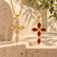 Collier croix haut de gamme ARNAN pour femme, pendentif croix bohème, chaîne à maillons en acier inoxydable, bijoux de mode, cadeaux de fête en gros