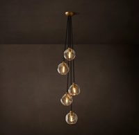 Lustre moderne personnalisé créatif pour escalier, luminaires suspendus en cascade de verre transparent pour hall d'hôtel, lampe suspendue pour la maison