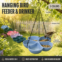 Mangeoire et abreuvoir pour oiseaux sauvages à suspendre en extérieur, double usage, avec récipient pour aliments