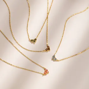 Bijoux minimaliste en argent sterling 925 pour 12 mois, collier avec pendentif en forme de cœur, pierre de naissance colorée, nouvelle collection