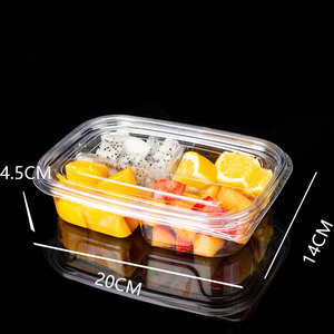 Caja de embalaje de plástico para mascotas transparente desechable de frutas recién cortadas, caja de ensalada de frutas rectangular con múltiples compartimentos con tapa - Product Image 5