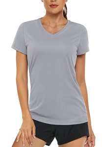 Camiseta de Verano para <span class=keywords><strong>Mujer</strong></span>, Ropa de Poliéster para <span class=keywords><strong>Mujer</strong></span> con <span class=keywords><strong>Cuello</strong></span> en V, Ropa Deportiva de <span class=keywords><strong>Manga</strong></span> <span class=keywords><strong>Corta</strong></span> para Gimnasio, <span class=keywords><strong>Camisetas</strong></span> Deportivas de Alta Calidad - Product Image 2