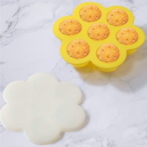 Moule de cuisson et de congélation en silicone à 7 compartiments avec poignée pour aliments pour bébés faits <span class=keywords><strong>maison</strong></span>, glaçons et œufs, et récipient de stockage - Product Image 2