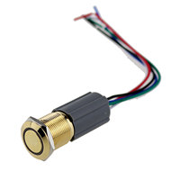 Interruptor de Botón Pulsador de Latón Chapado en Oro de 19 mm, LED Amarillo, 12 V, 220 Voltios, Encendido/Apagado, con Arnés de Cables de 15 cm