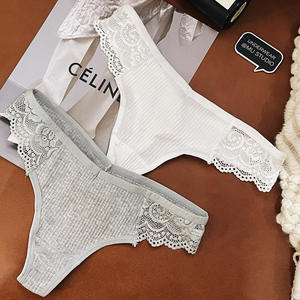 Culotte string en <span class=keywords><strong>coton</strong></span> biologique de haute qualité Sexy sans couture sport <span class=keywords><strong>Tanga</strong></span> dentelle respirant Style quotidien taille XL/une impression disponible - Product Image 4