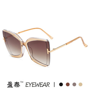 Lunettes de soleil Yingtai surdimensionnées en forme de T pour femmes, protection UV400, monture en plastique et métal, classe 2. - Product Image 2