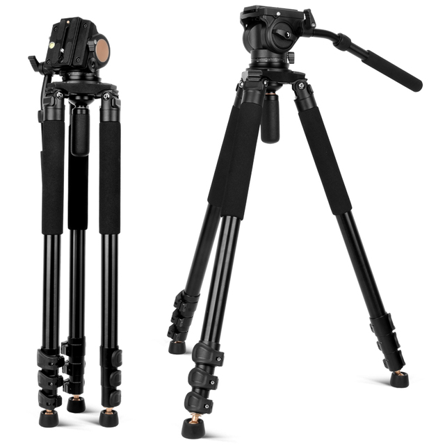 Q680 75'' Professional DSLR Video Camera Tripod Stand Aluminum Photography Tripod 20kg Load with Fluid Panhead