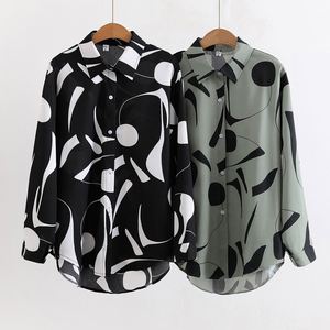 Camisa de Moda para Mujer, Estilo Europeo Americano, Estampado Floral, Manga Larga, Cuello Solapa, Estilo Casual para Otoño, con Logotipo Frontal - Product Image 6