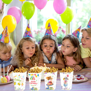 Children's <b>Birthday</b> Theme Party Supplies Dessert Popcorn Boxes Candy Snack Chocolate Paper <b>Box</b> Gift Boxes for Party Decorations - Product Image 1