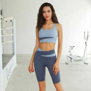 Fitness Wear Manufacturer Womens High Quality V Waist Two Tone Patchwork Biker <b>Yoga</b> <b>Shorts</b> - Product Image 4