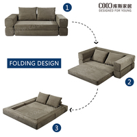 Sofá Cama Convertible Moderno de Pana de 2 Plazas, Comprimido al Vacío, Plegable para Sala de Estar