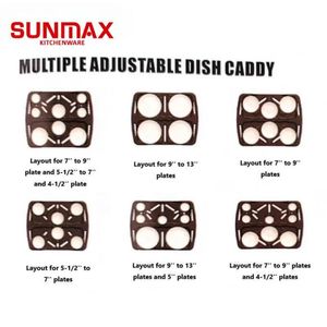 Sunmax Hotel Restaurant Chariot de rangement de vaisselle en plastique Plaque réglable Caddy Plaque à 4 colonnes Compartiment Plate - Product Image 6