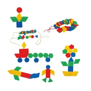 Colorido Botón de geometría enhebrado juguete 42 Piezas DIY juego de rompecabezas de bloques de construcción roscados para niños - Product Image 3