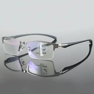 Progressive multi focus business presbyopia intelligent zoom far and near dual-use metal anti blue presbyopia glasses