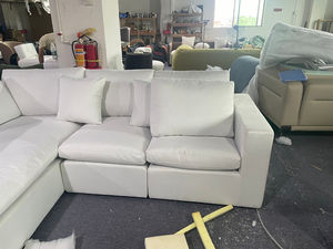 Muebles de Sala de Estar, Sofá Modular de Esquina con Tela Impermeable, Relleno de Plumas, Sofá Seccional Blanco Crema - Product Image 5