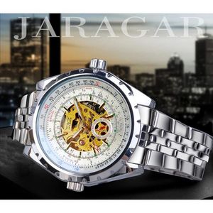 <span class=keywords><strong>Montre</strong></span> mécanique automatique pour homme JARAGAR S1151, réserve de marche, bracelet en acier inoxydable, verre saphir, sport, analogique, étanche 3 ATM - Product Image 3