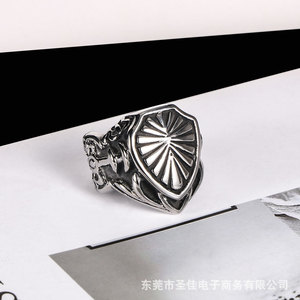 Anillo de Acero Inoxidable para Hombre, Forma de Escudo SA808, Diseño de Hoja de Plátano, Joyería de Regalo - Product Image 2