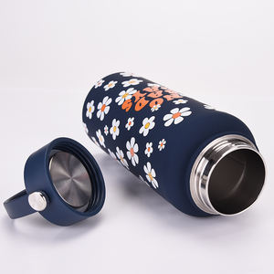 كوب معزول من الاستانلس ستيل مزدوج الطبقات بسعة كبيرة 1 لتر - فم واسع ومقبض محمول وزجاجة مياه رياضية مطبوعة للاستخدام الخارجي - Product Image 5