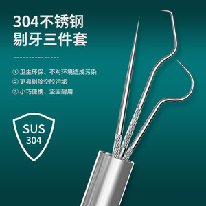 304 Stainless Steel Toothpick Set 3 Pieces Portable Oral Cleaning Tools - Product Image 1