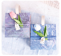 Handgefertigte Tulpen-Ölgemälde Geschenkbox Starre Schachteln mit Glanzlaminierung und Prägung für Valentinstag Geburtstagsgeschenke