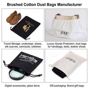 Pochette d'emballage personnalisable en coton brossé noir doux, écologique et réutilisable, avec cordon de serrage, pour protéger les objectifs et les accessoires - Product Image 6