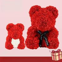Promotion Ours en Roses Éternelles de 25 cm, Coffret Cadeau Ours Câlin, Série de Fleurs Artificielles pour Remises de Diplômes, Anniversaires et Saint-Valentin