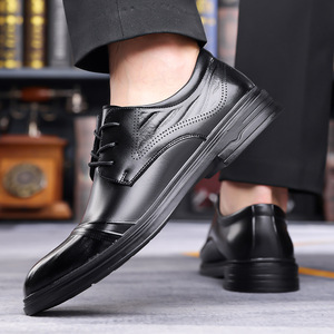 Zapatos Oxford de cuero para hombre, con punta redonda, cordones, suela de goma antideslizante, zapatos de vestir para boda, zapatos formales de negocios para otoño - Product Image 4