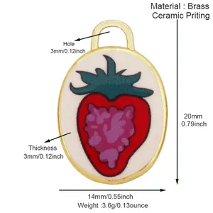 Hand Painted Ceramic Heart Oval Pet Leopard Strawberry Cherry Snail Charm Pendant,DIY Jewelry Necklace Bracelet Supplies <strong>R44</strong> - Product Image 2