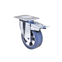 Roue pivotante robuste à double frein en aluminium 150x50, avec roulement à billes double, en caoutchouc élastique gris, silencieuse, de la marque Source Factory Products