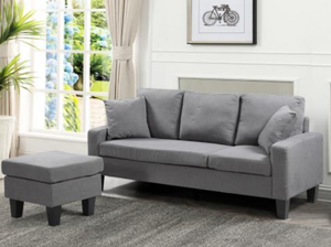 Sofá Modular en Forma de L Verde, Sofá de 3 Plazas de <span class=keywords><strong>Pana</strong></span> con Otomana Móvil, Sofá Seccional de <span class=keywords><strong>Tela</strong></span> para Sala de Estar o Apartamento - Product Image 4