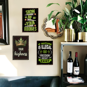 Targa in Metallo Vintage Retrò 'Show Me Your Doobies' per Decorazione Murale di Man Cave, Bar, Casa, Stanza per Fumatori - Product Image 2