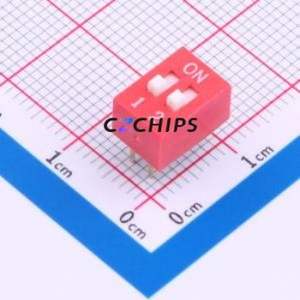 2.54-2P CJPB-H DIP Switch Through hole Component (THT) Switch Flat Toggle, Raised Type Single Pole Single Throw 2 PC Pin - Product Image 1