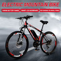Vélo de montagne électrique à assistance électrique 350W 48V 26 pouces, cadre en acier haute teneur en carbone, batterie au lithium, suspension avant, double frein à disque arrière, 60 km d'autonomie