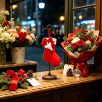 Calcetín Navideño Decorativo para Colgar, Adorno Festivo con Diseño de Bastón de Caramelo, Suministros para Fiestas, Decoración para el Hogar, Adorno para Chimenea, Regalo de Invierno